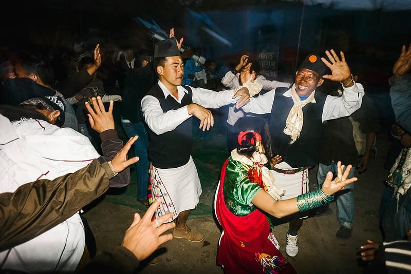 People are dancing in Festival,  Bandipur